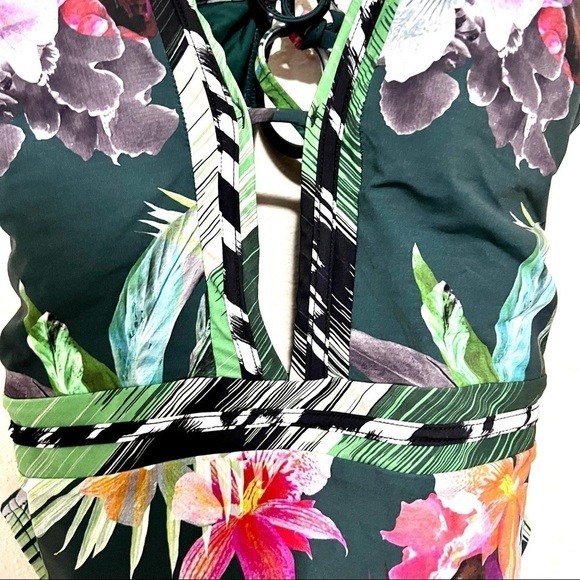 LA BLANCA Women's V-Front Keyhole One Piece Swimsuit Jungle size M - Picture 8 of 10